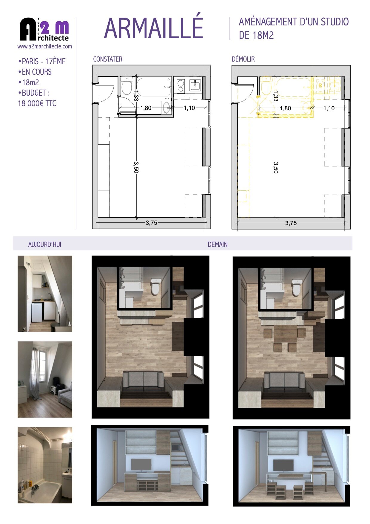 architecte spécialisé en rénovation de studio à paris, offrant des solutions sur mesure pour optimiser espace et design.